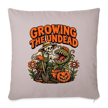 Die Untoten wachsen lassen – lustiger Halloween-Gärtner - Sofakissenbezug 45 x 45 cm - helles Taupe - Vorne