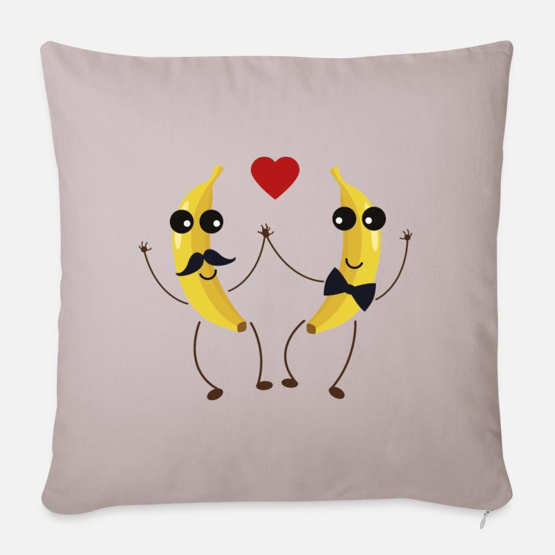 Les Bananas lovers - Housse de coussin décorative 45 x 45 cm - taupe clair