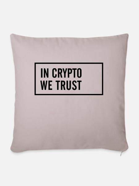 IN CRYPTO WE TRUST - Sofakissenbezug 45 x 45 cm - helles Taupe