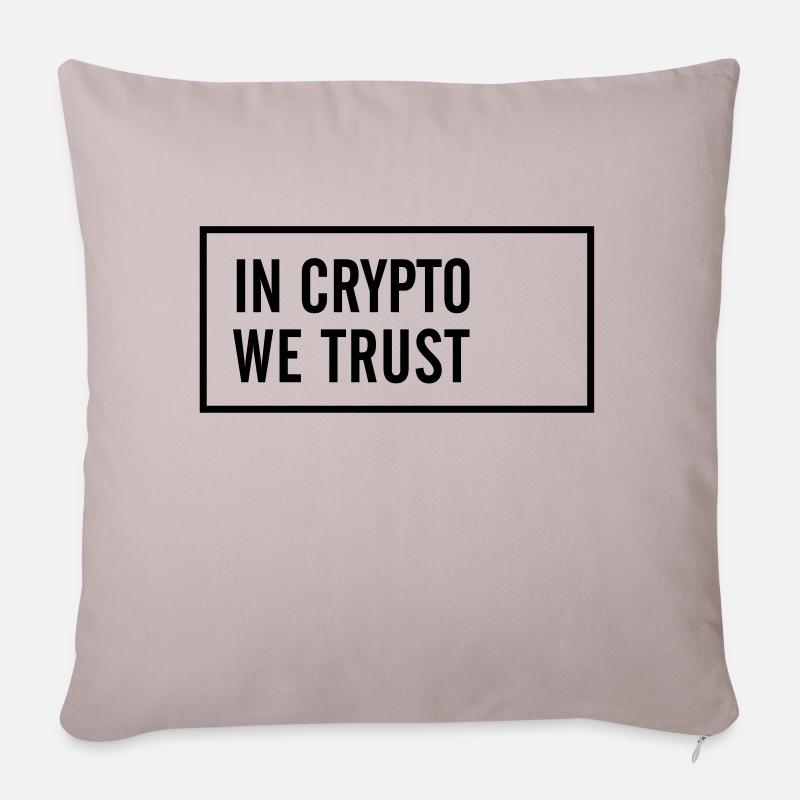 IN CRYPTO WE TRUST - Sofakissenbezug 45 x 45 cm - helles Taupe