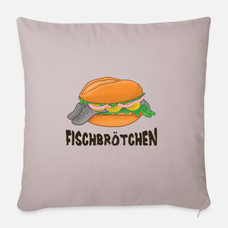 Fischbrötchen (Schwarz) - Sofakissenbezug 45 x 45 cm - helles Taupe
