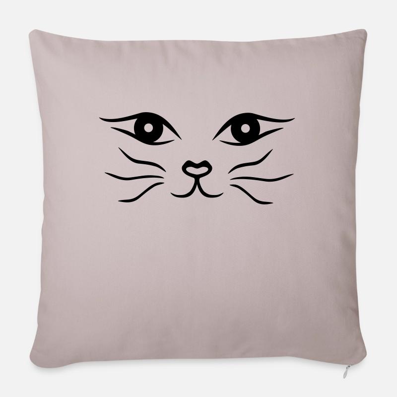 Katzengesicht/Katze - Sofakissenbezug 45 x 45 cm - helles Taupe