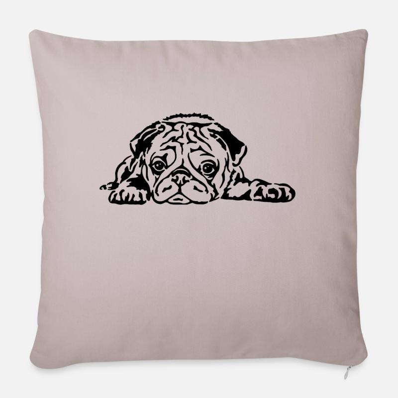 Mops liegend - Sofakissenbezug 45 x 45 cm - helles Taupe