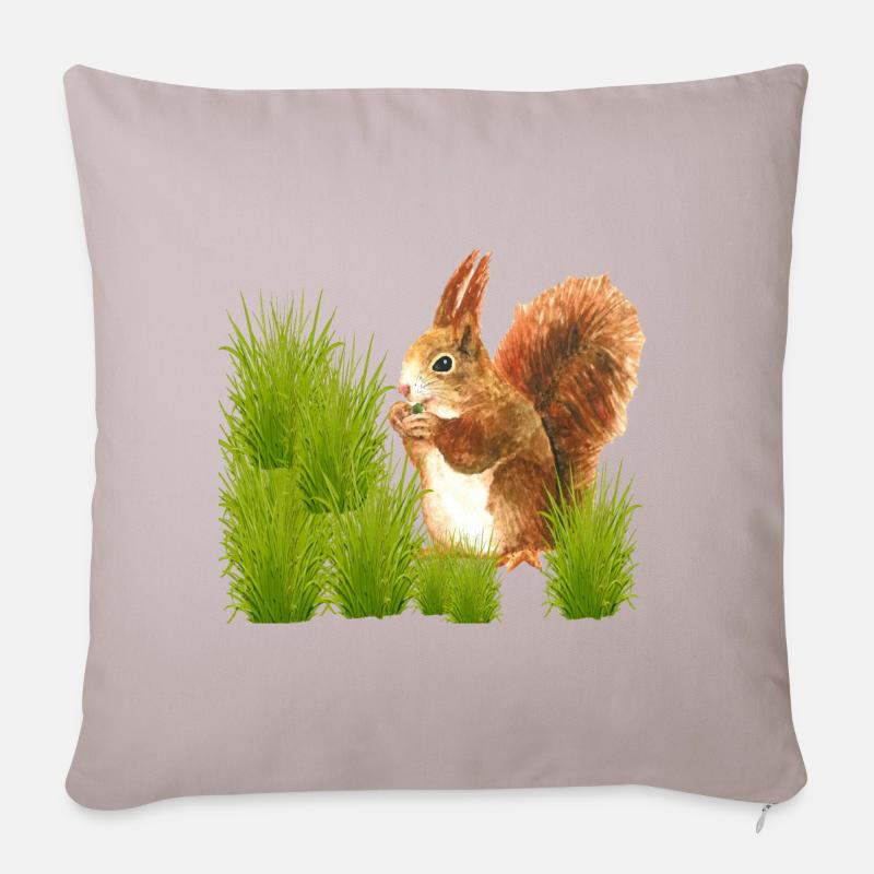 Eichhörnchen-Design - Sofakissenbezug 45 x 45 cm - helles Taupe