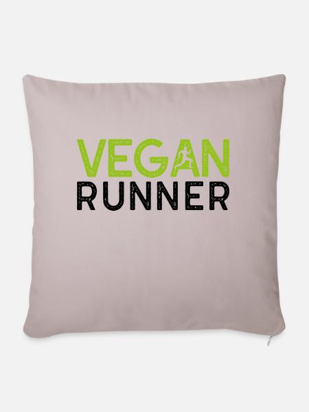 Vegan runner Geschenk Pflanzen Spruch - Sofakissenbezug 45 x 45 cm - helles Taupe