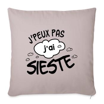 Je peux pas j'ai sieste ! humour - Housse de coussin décorative 45 x 45 cm - taupe clair - Devant