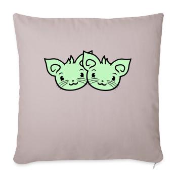 Deux chats heureux 2 amis Couple Équipe Couple - Housse de coussin décorative 45 x 45 cm - taupe clair - Devant