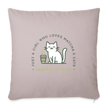 Matcha and cat lover girl funny green tea kawaii - Sofa pillowcase 17,3'' x 17,3'' (45 x 45 cm) - light taupe - Front
