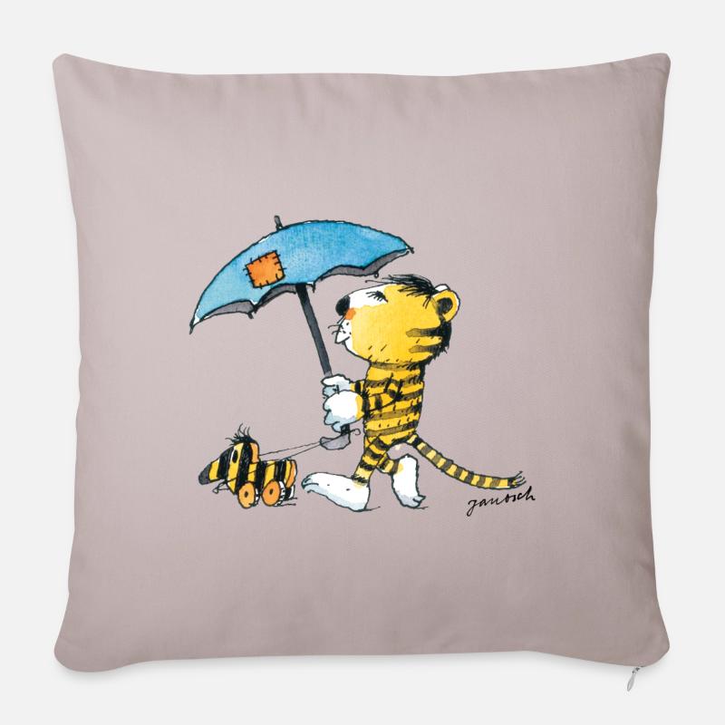 Janosch Kleiner Tiger & Tigerente Mit Schirm - Sofakissenbezug 45 x 45 cm - helles Taupe