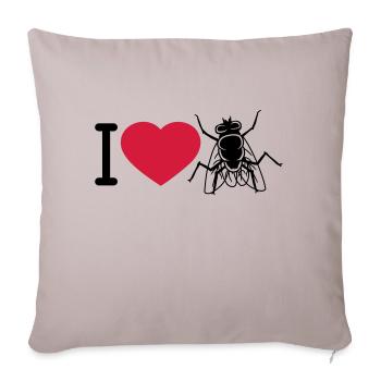 I Love Stubenfliege Herz - Sofakissenbezug 45 x 45 cm - helles Taupe - Vorne