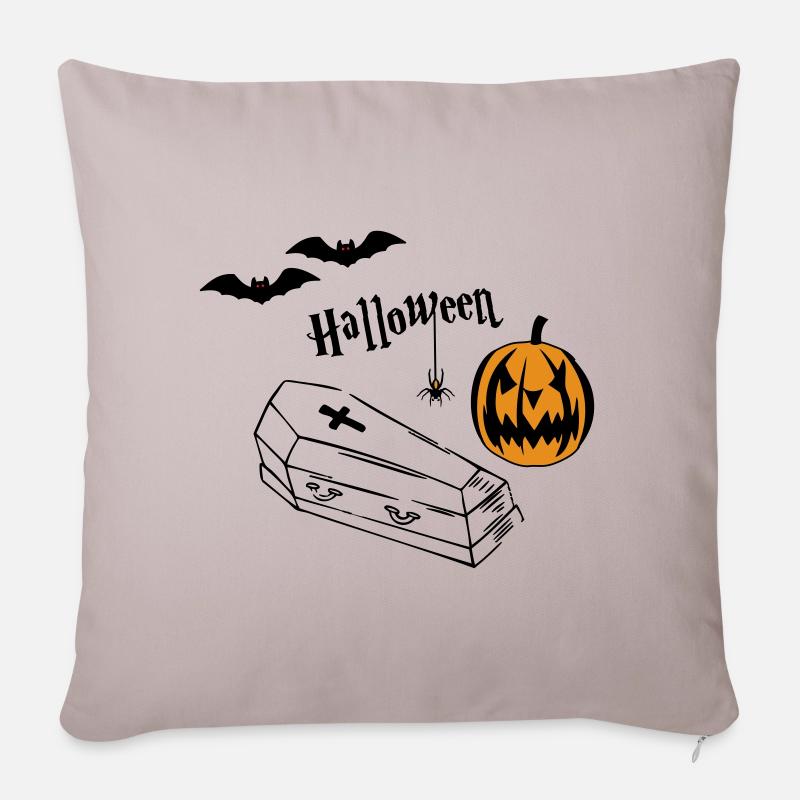 Silhouette de citrouille d’Halloween - Housse de coussin décorative 45 x 45 cm - taupe clair