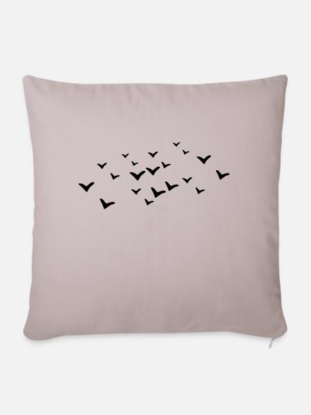 Vögel - Sofakissenbezug 45 x 45 cm - helles Taupe