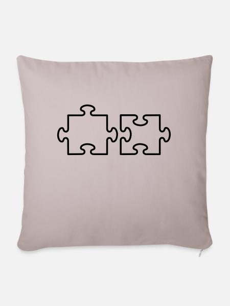 2 Puzzle Teile - Sofakissenbezug 45 x 45 cm - helles Taupe