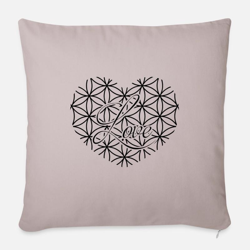Love - Blume des Lebens - Sofakissenbezug 45 x 45 cm - helles Taupe