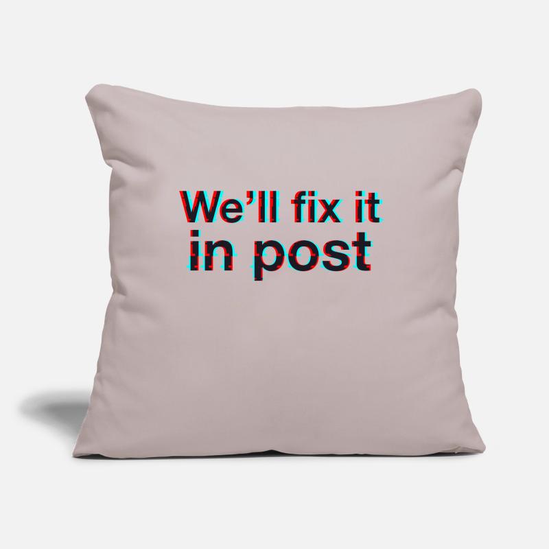 We'll fix it in post. Glitch. Black text. Sofa pillowcase 17,3'' x 17,3'' (45 x 45 cm)