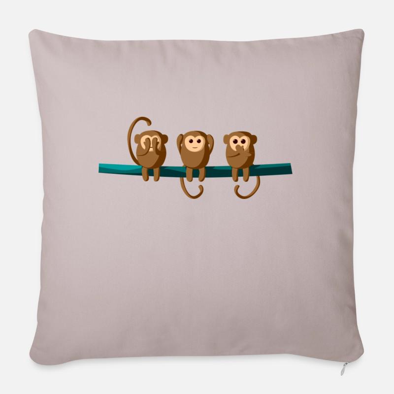 3 Baby Affen - Sofakissenbezug 45 x 45 cm - helles Taupe
