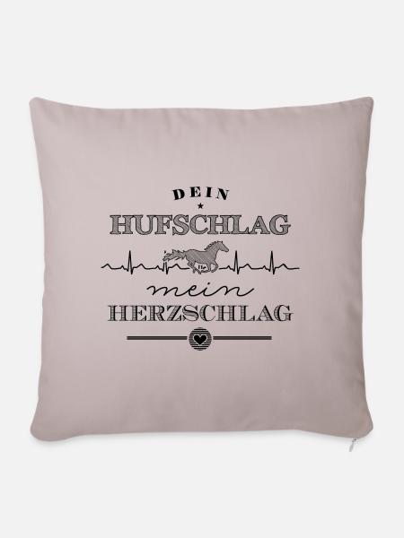 Dein Hufschlag mein Herzschlag - schwarz - Sofakissenbezug 45 x 45 cm - helles Taupe