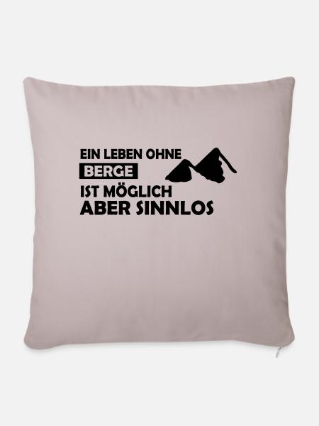 Winter Sprüche Tirol Ein Leben ohne Berge - Sofakissenbezug 45 x 45 cm - helles Taupe