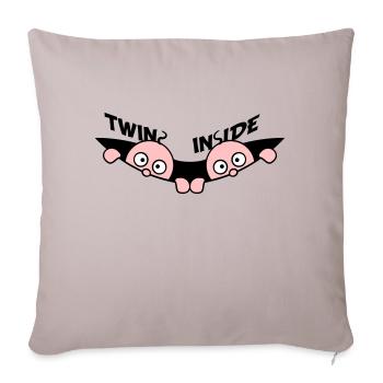 Jumeaux À L’intérieur Jumeaux 2 Bébés Ventre Enceinte - Housse de coussin décorative 45 x 45 cm - taupe clair - Devant