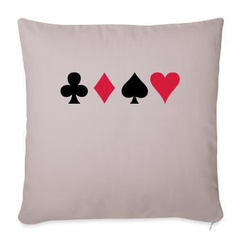 ALL FOUR poker cards card suits in a row - Sofa pillowcase 17,3'' x 17,3'' (45 x 45 cm) - light taupe - Front