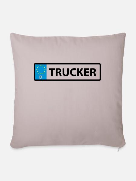 Nummernschild Trucker - Sofakissenbezug 45 x 45 cm - helles Taupe