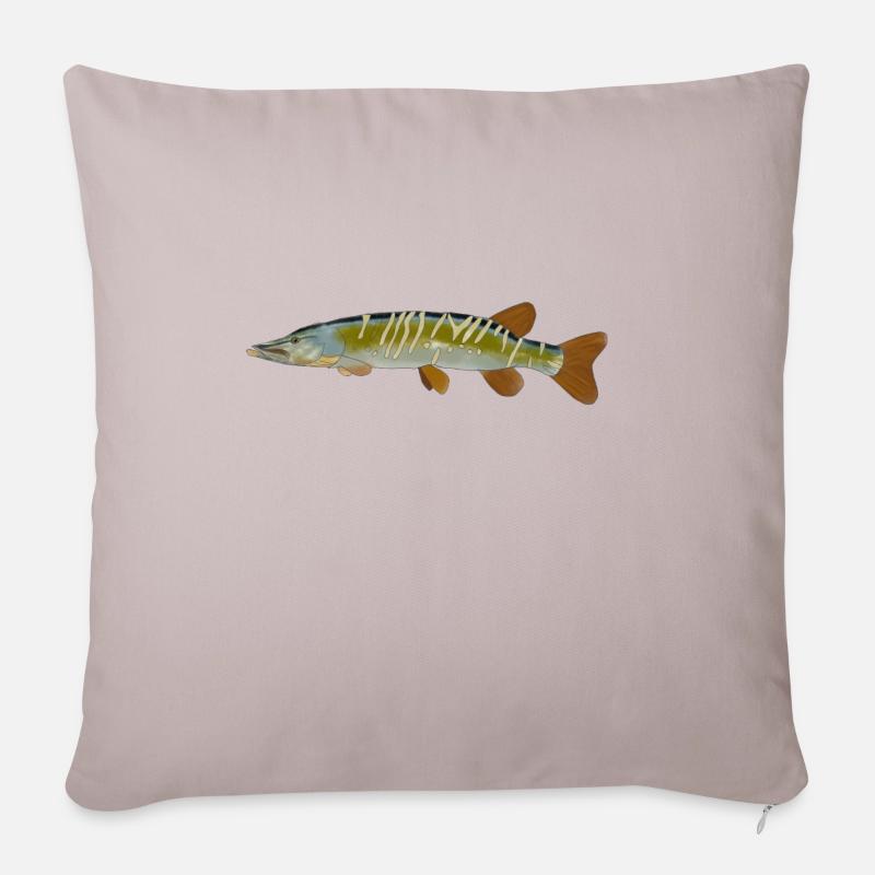 Hecht Fisch Design Logo Fische Hechte Grafik Bild - Sofakissenbezug 45 x 45 cm - helles Taupe