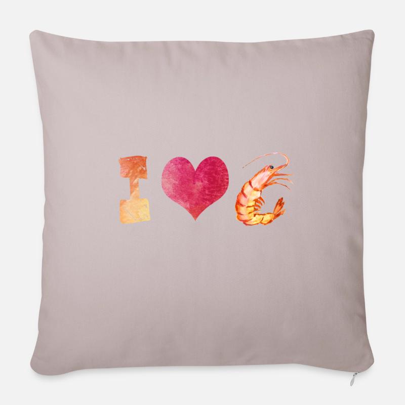 J'adore les crevettes - Housse de coussin décorative 45 x 45 cm - taupe clair