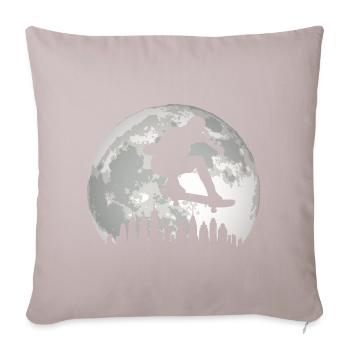 Skateboarder New York Skyline Moon - Sofakissenbezug 45 x 45 cm - helles Taupe - Vorne