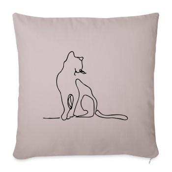 Sitzende Katze, minimalistische Linie Illustration - Sofakissenbezug 45 x 45 cm - helles Taupe - Vorne