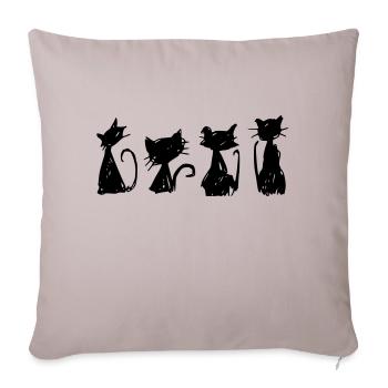 chats noirs croquis silhouettes dessin main libre - Housse de coussin décorative 45 x 45 cm - taupe clair - Devant