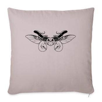 Chimère : Coq (hanneton/homard) noir - Housse de coussin décorative 45 x 45 cm - taupe clair - Devant