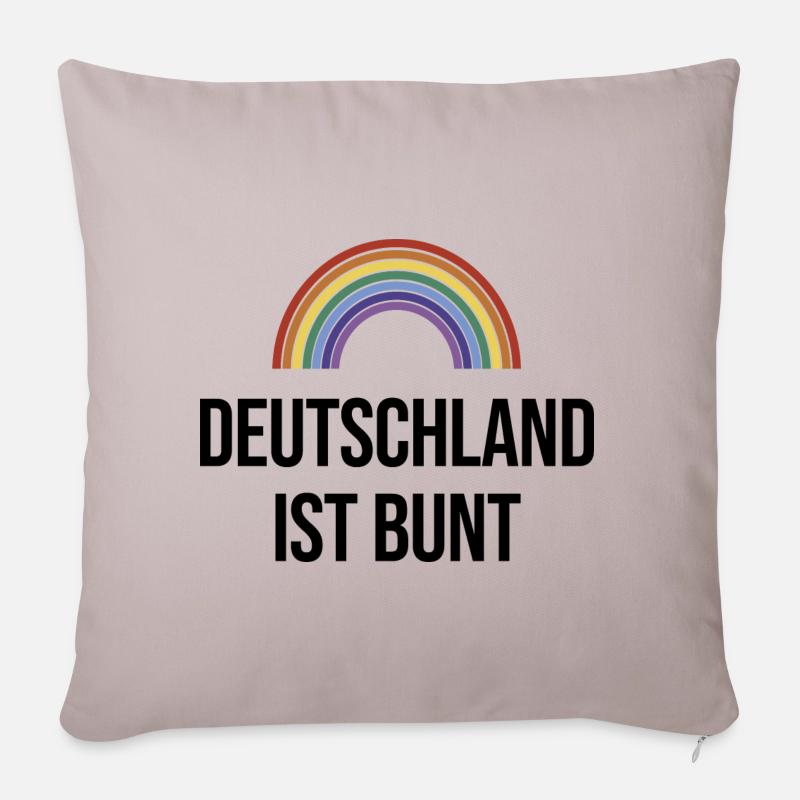 Deutschland ist bunt in Regenbogen Farben - Sofakissenbezug 45 x 45 cm - helles Taupe