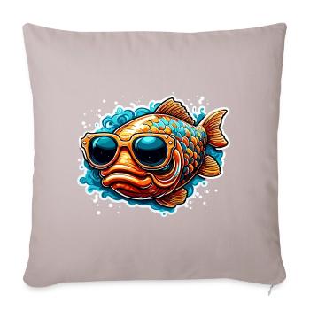 Poissons / Animal / Aquarium / Eau / Étang / Lac - Housse de coussin décorative 45 x 45 cm - taupe clair - Devant