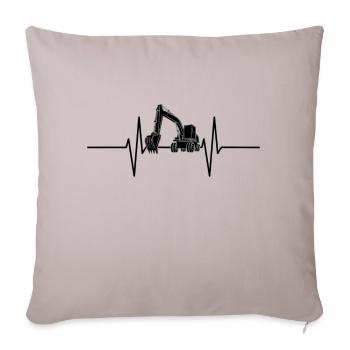 Heartbeat with excavator - Sofa pillowcase 17,3'' x 17,3'' (45 x 45 cm) - light taupe - Front
