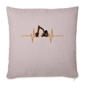 Heartbeat with excavator - Sofa pillowcase 17,3'' x 17,3'' (45 x 45 cm) - light taupe - Front