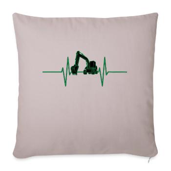 Heartbeat with excavator - Sofa pillowcase 17,3'' x 17,3'' (45 x 45 cm) - light taupe - Front