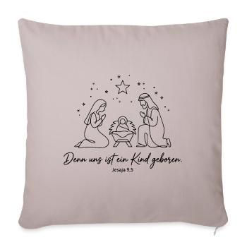 Scène de la Crèche de Noël Jésus Isaïe 9:5 Versets bibliques - Housse de coussin décorative 45 x 45 cm - taupe clair - Devant