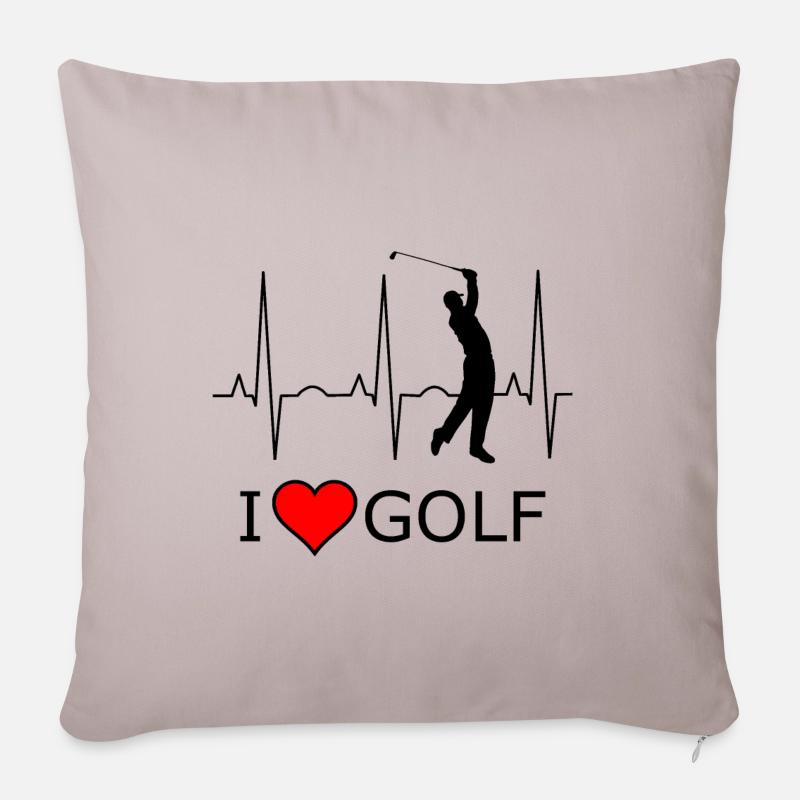 I love Golf Schwarz Rotes Herz - Sofakissenbezug 45 x 45 cm - helles Taupe