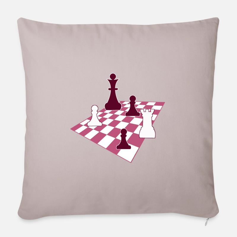 Échecs, Chess - Housse de coussin décorative 45 x 45 cm - taupe clair