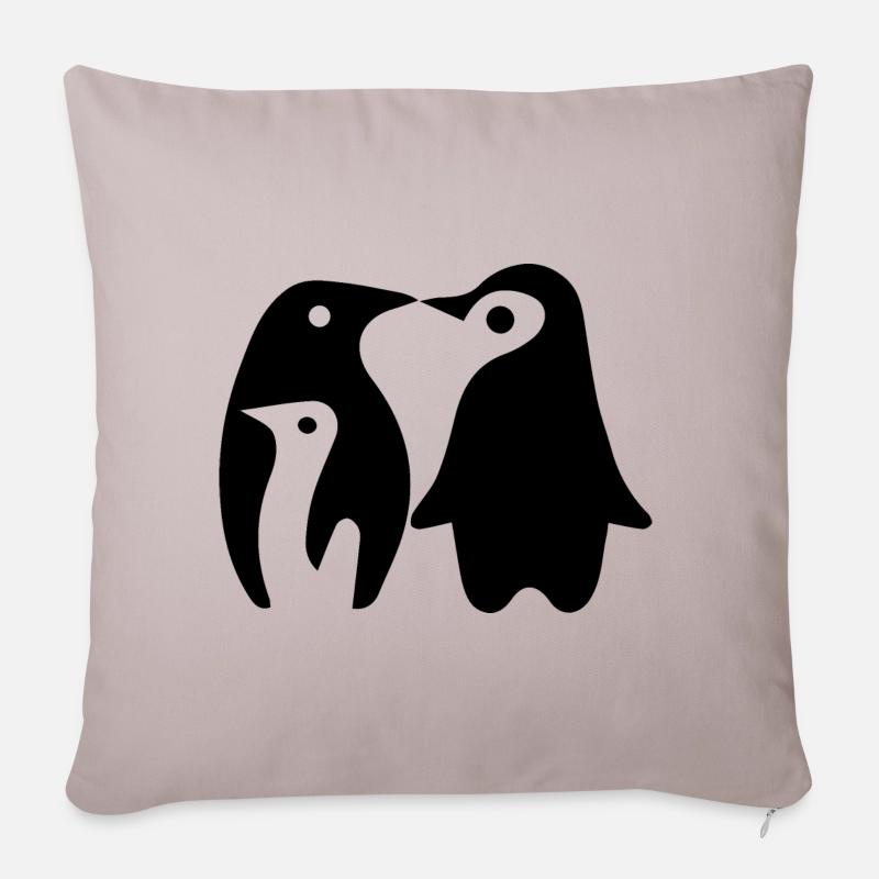 Pinguine - Sofakissenbezug 45 x 45 cm - helles Taupe