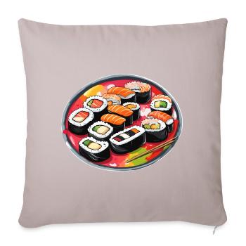 Sushi / Maki / Nigiri / Wasabi / Asiatique - Housse de coussin décorative 45 x 45 cm - taupe clair - Devant