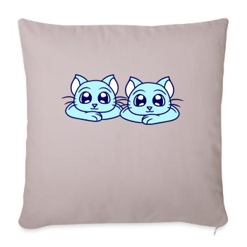 Deux chats heureux 2 amis Couple Équipe Couple - Housse de coussin décorative 45 x 45 cm - taupe clair - Devant