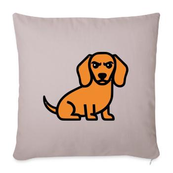 Dackel Hund Braun Comic - Sofakissenbezug 45 x 45 cm - helles Taupe - Vorne