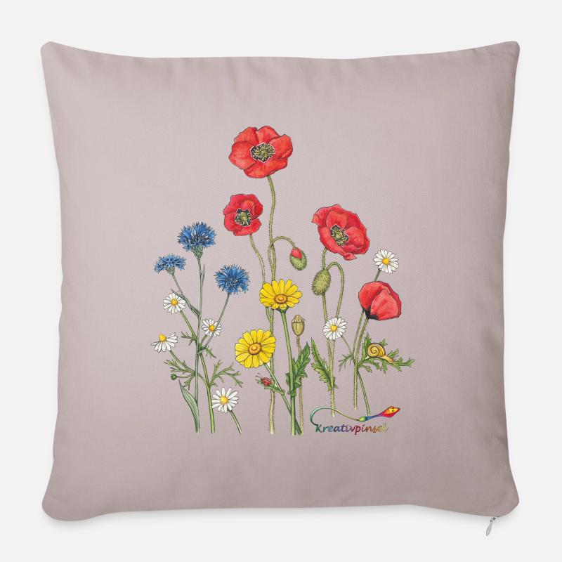 Bunte Blumenpracht - Sofakissenbezug 45 x 45 cm - helles Taupe