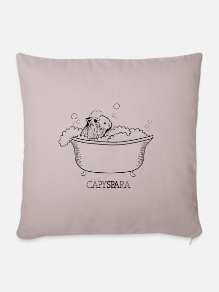 Capybara in der Badewanne liebt Spa - Sofakissenbezug 45 x 45 cm - helles Taupe