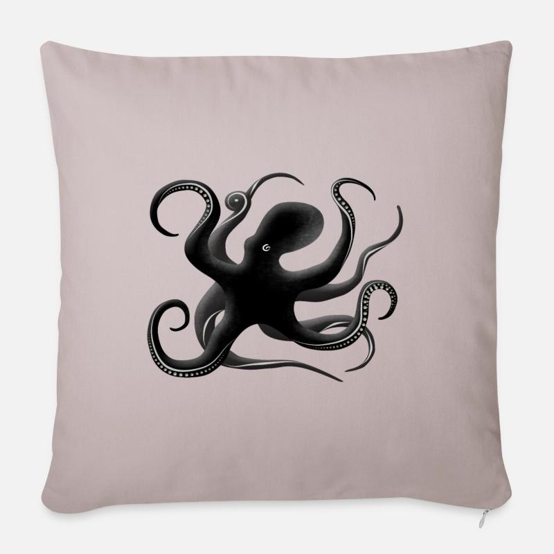 Oktopus Silhouette - Sofakissenbezug 45 x 45 cm - helles Taupe