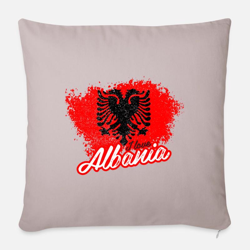 Ich liebe Albanien - Sofakissenbezug 45 x 45 cm - helles Taupe