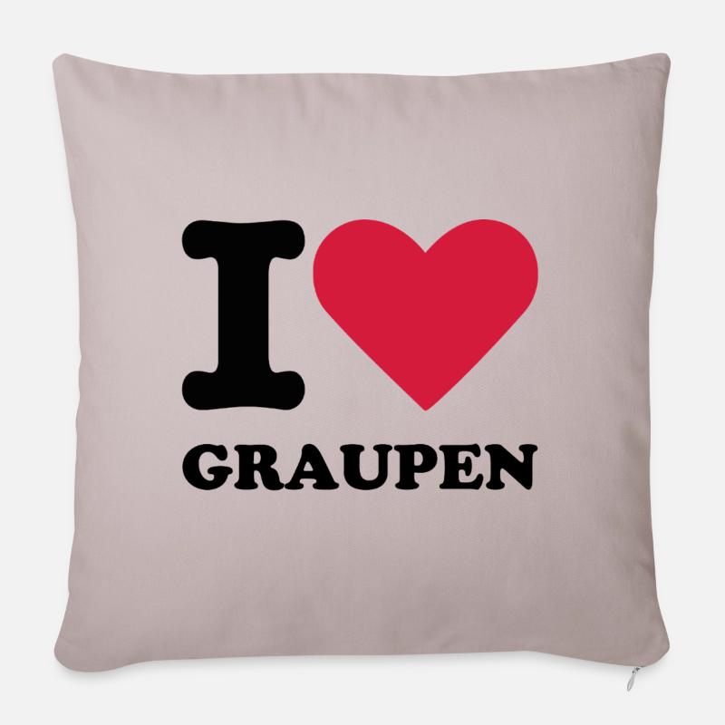 Stromberg Mit Spruch I Love Graupen - Sofakissenbezug 45 x 45 cm - helles Taupe