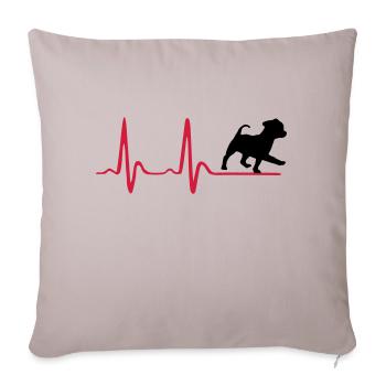 Chien, Heartbeat & cute dog - Housse de coussin décorative 45 x 45 cm - taupe clair - Devant