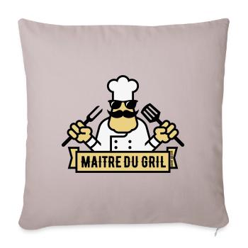Maître Du Gril (Griller / Barbecue / BBQ / 3C) - Housse de coussin décorative 45 x 45 cm - taupe clair - Devant